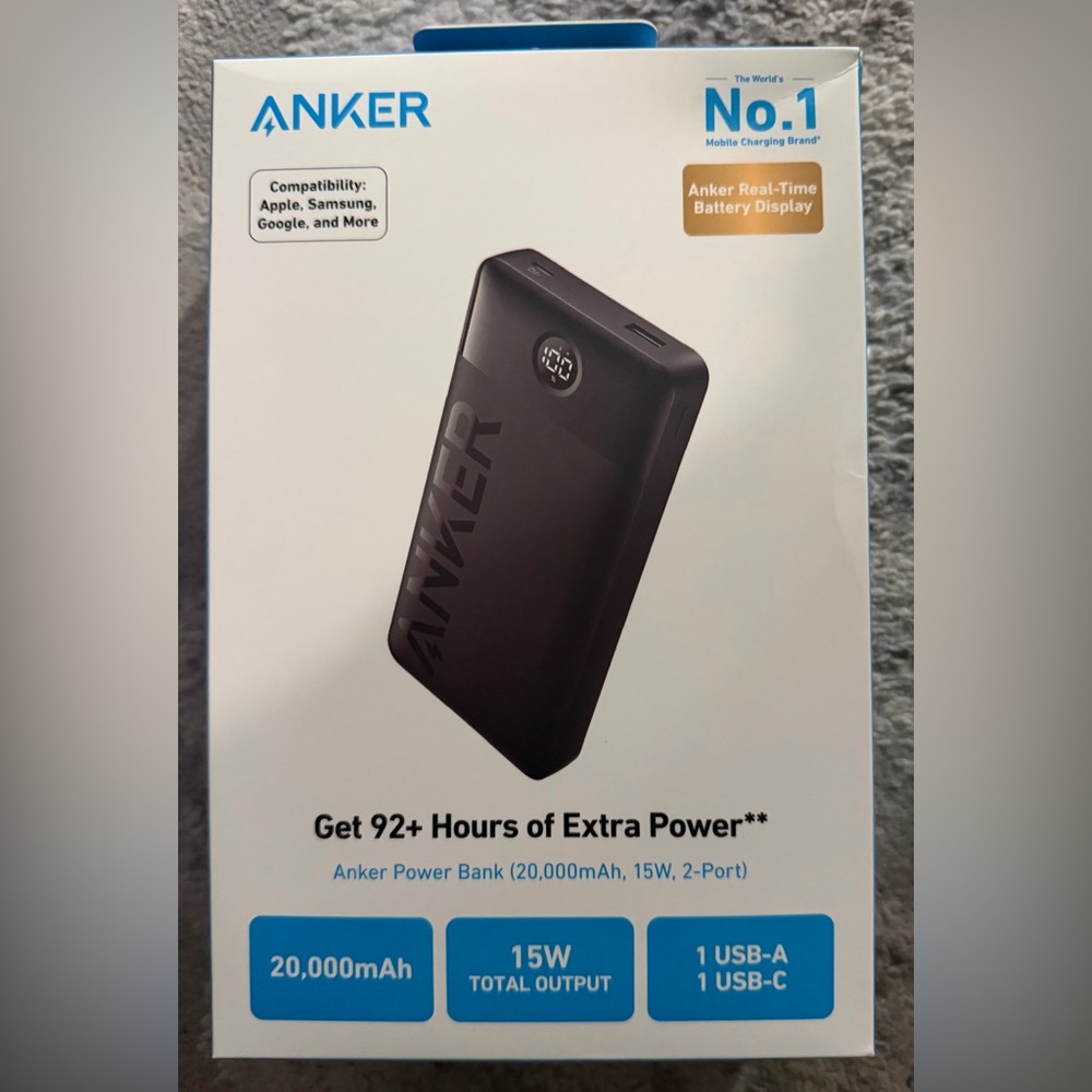 NIB Anker 20000mAh Power Charger Bank in Black